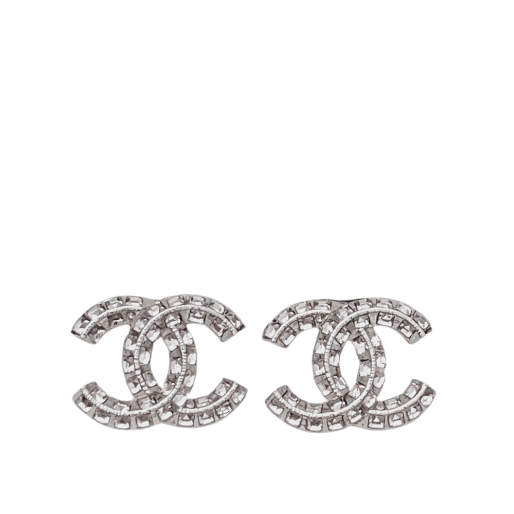 CHANEL シャネル CCロゴ クリスタル スタッドピアス メタル シルバーカラー