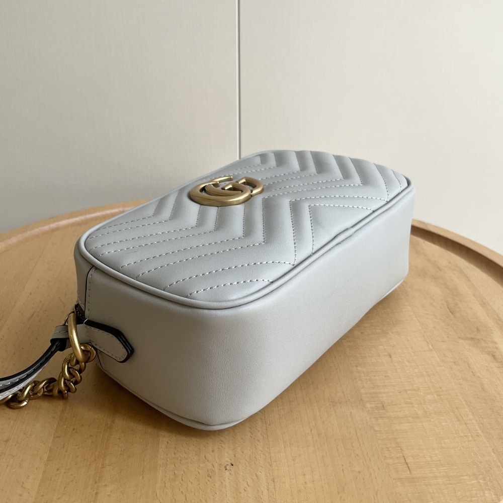 Gucci Gg Marmont Small Shoulder Bag Light Grey 24Cm 447632 Aabzb 1712 - 画像 (4)
