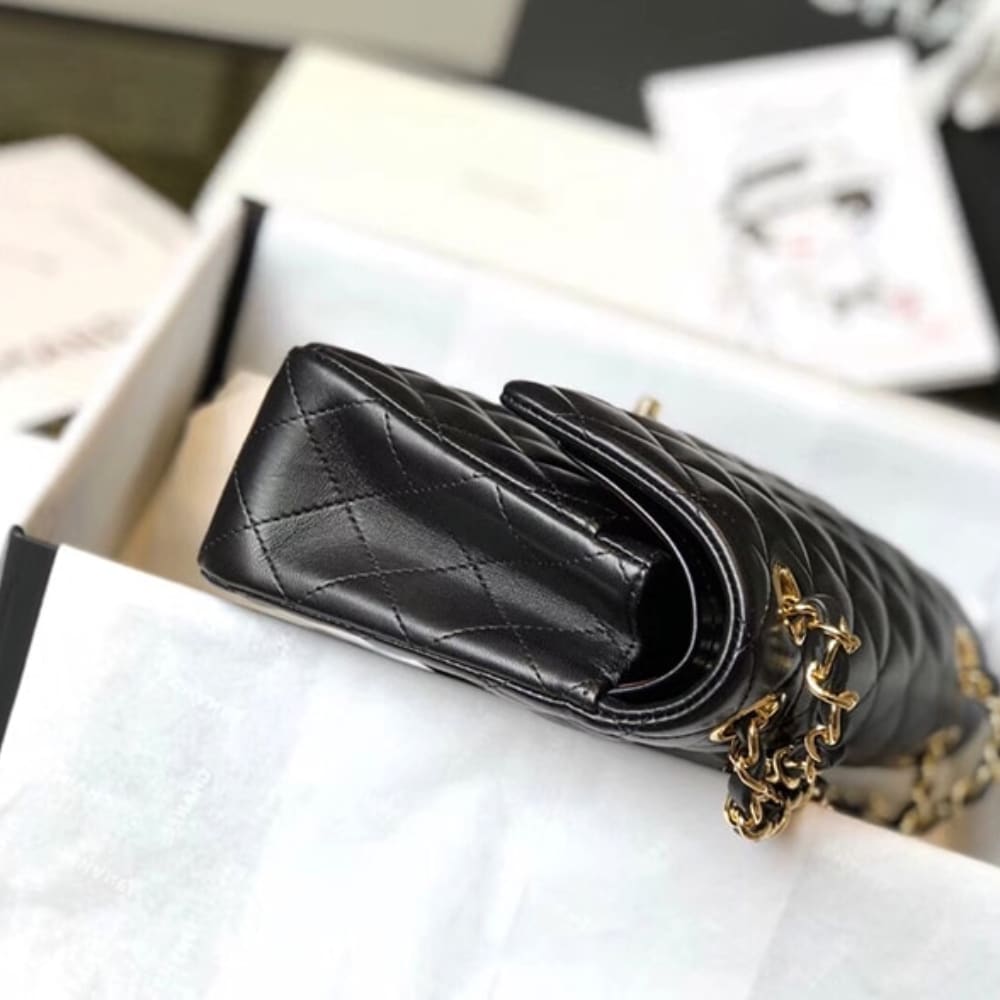 Chanel Classic 11.12 Handbag Gold Tone Metal Black 25Cm A01112 Y01295 94305 - 画像 (5)