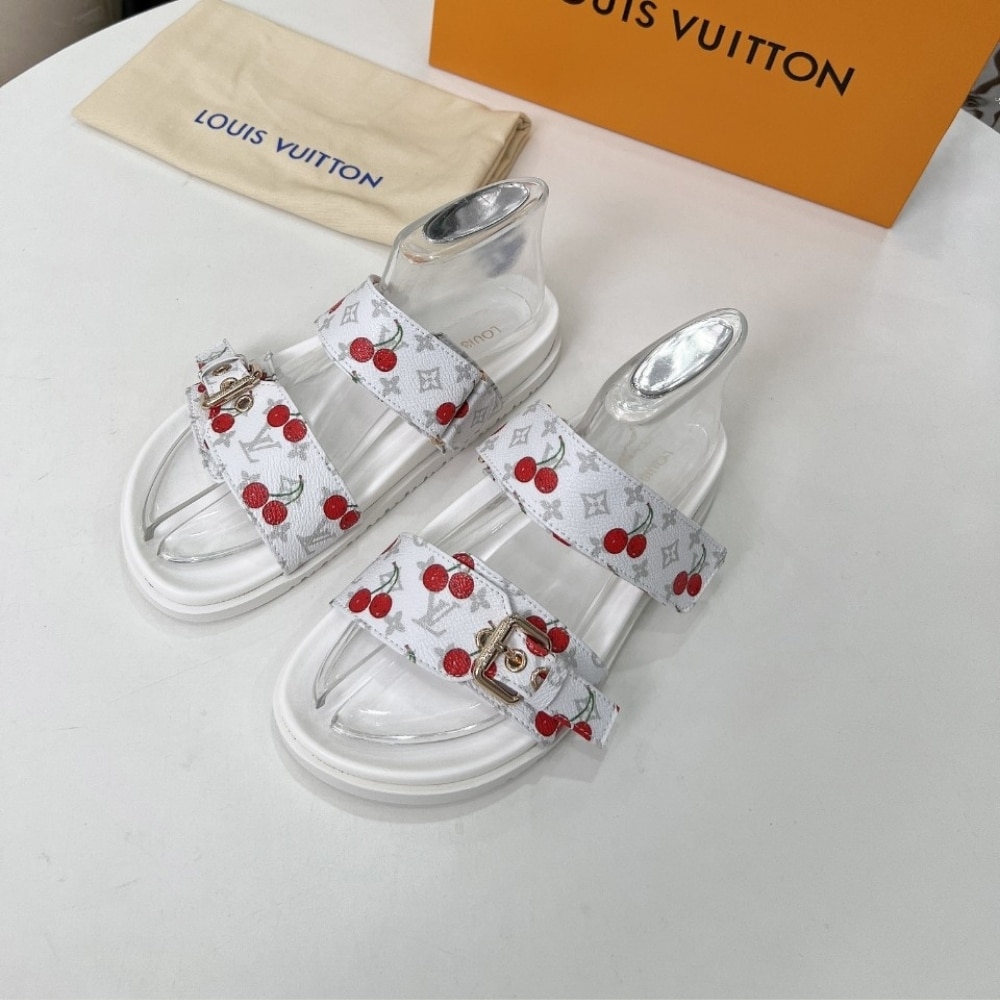 LOUIS VUITTON × 村上隆 ルイヴィトン ボンディア フラット コンフォート ミュール ホワイト 型番:1AHLZ7 - 画像 (2)
