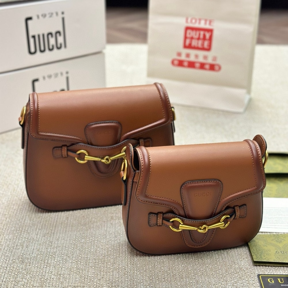 Gucci レディウェブ ハンドステインレザーショルダーバッグ ブラウン 25cm 380573 B012A 2574 - 画像 (3)