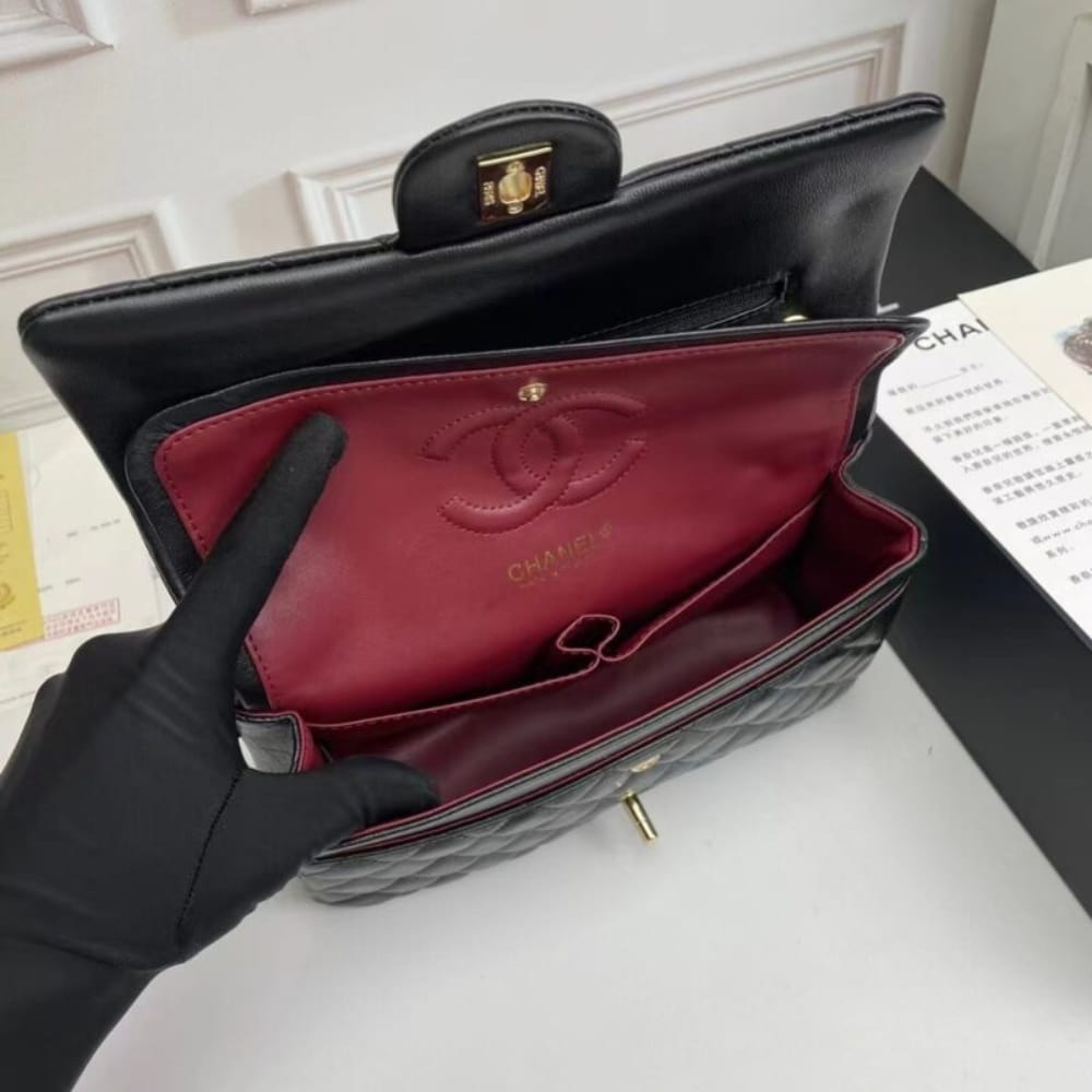 Chanel Classic 11.12 Handbag Gold Tone Metal Black 25Cm A01112 Y01295 94305 - 画像 (8)