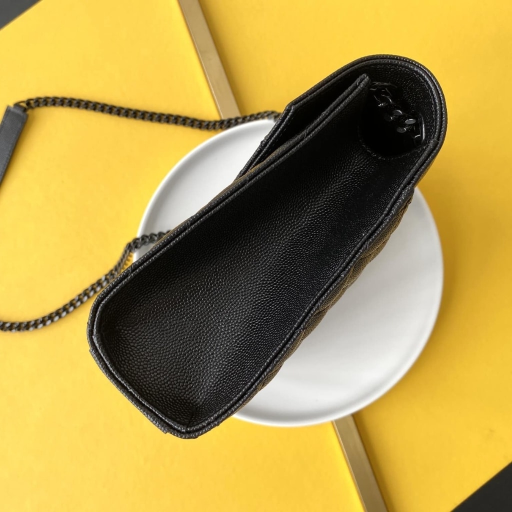 Saint Laurent Envelope Medium In Quilted Grain De Poudre Embossed Leather Black Noir 24cm 600185BOW981000 - 画像 (4)