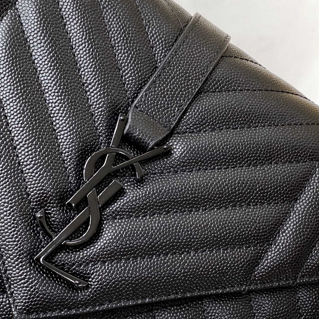 Saint Laurent Envelope Medium In Quilted Grain De Poudre Embossed Leather Black Noir 24cm 600185BOW981000 - 画像 (6)