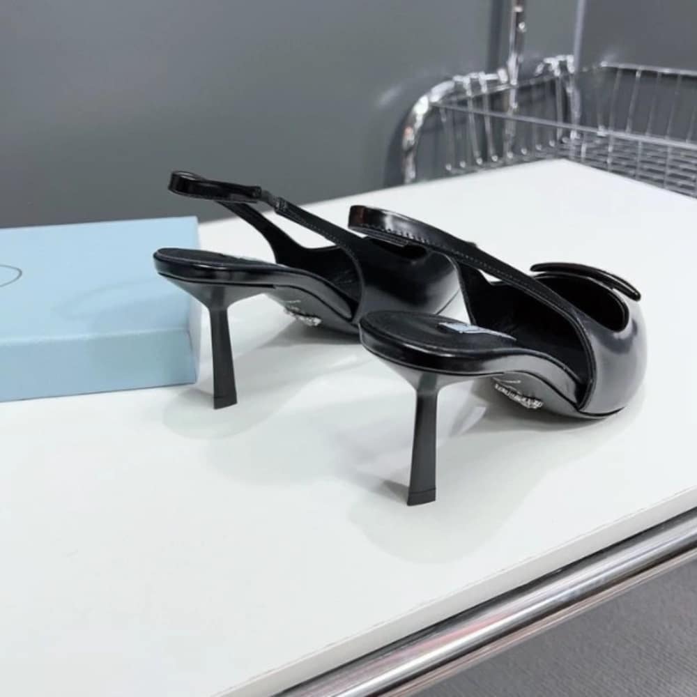 Prada Brushed Leather Slingback Pumps Black 1I901M 055 F0002 F 075 - 画像 (5)