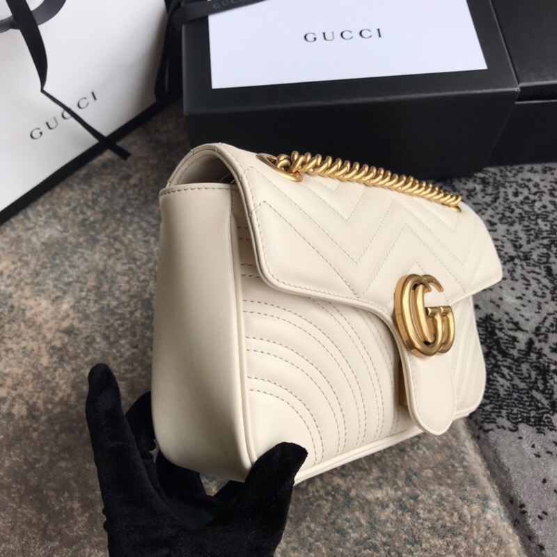 Gucci Gg Marmont Mini Shoulder Bag White Matelasse 22Cm 446744 Dtdit 9022 - 画像 (3)