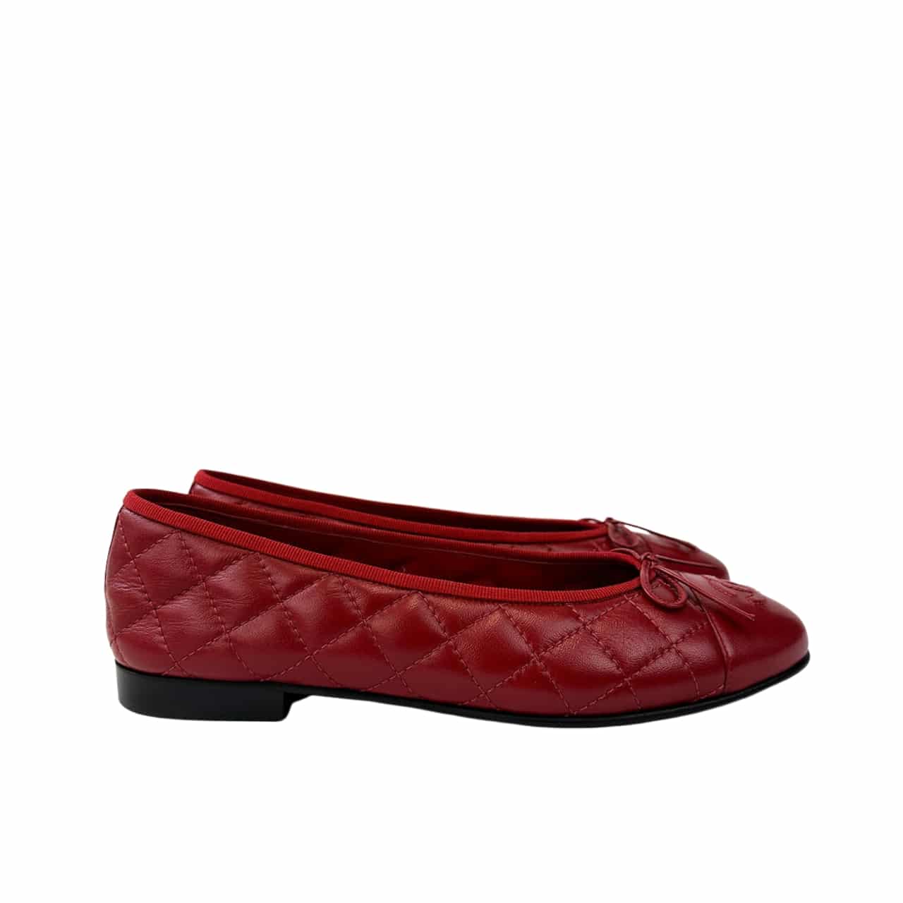 CHANEL シャネル バレリーナ フラットシューズ レッド レディース