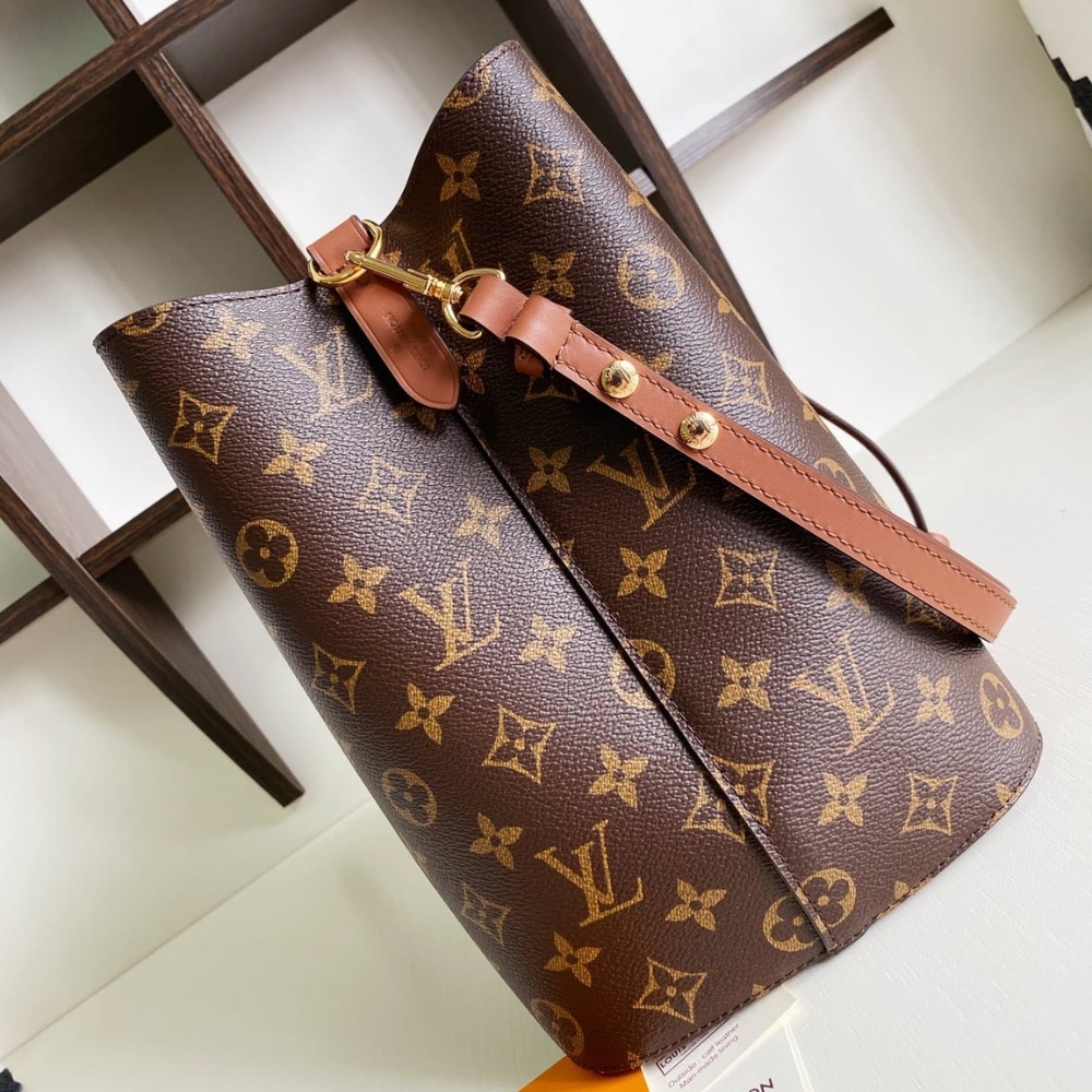 Louis Vuitton Néonoé MM Monogram Canvas Bucket Bag Caramel Brown 26cm M44887 - 画像 (3)
