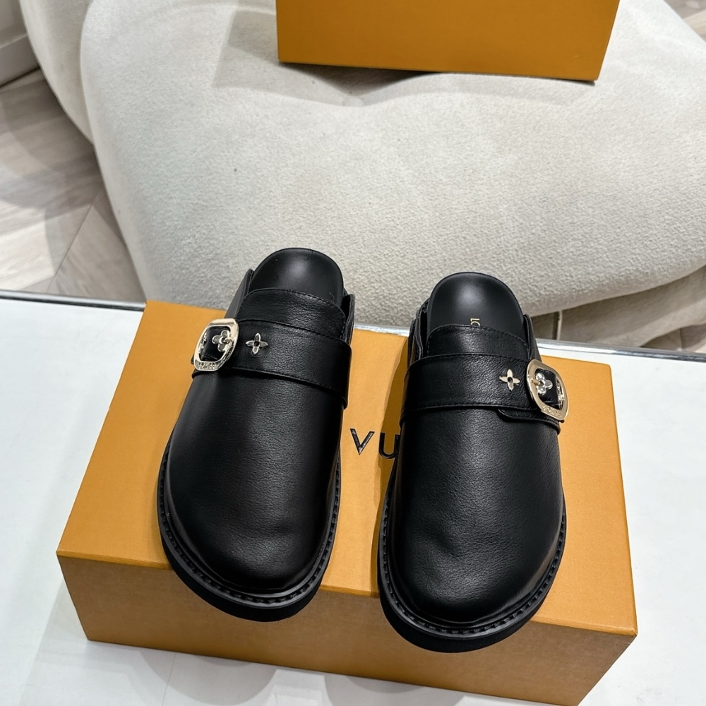 LOUIS VUITTON ルイ・ヴィトン コージー ライン フラットコンフォートクロッグ ブラック レディース 1AGVPT - 画像 (2)