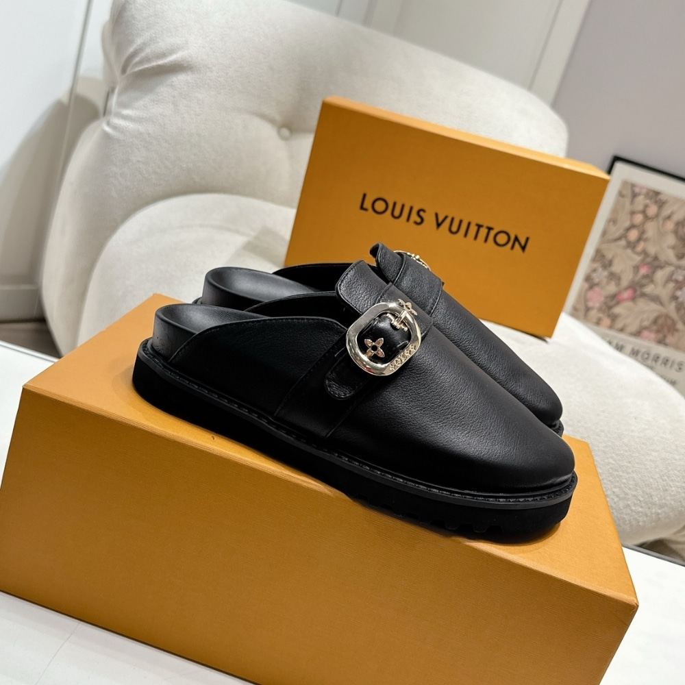 LOUIS VUITTON ルイ・ヴィトン コージー ライン フラットコンフォートクロッグ ブラック レディース 1AGVPT - 画像 (3)