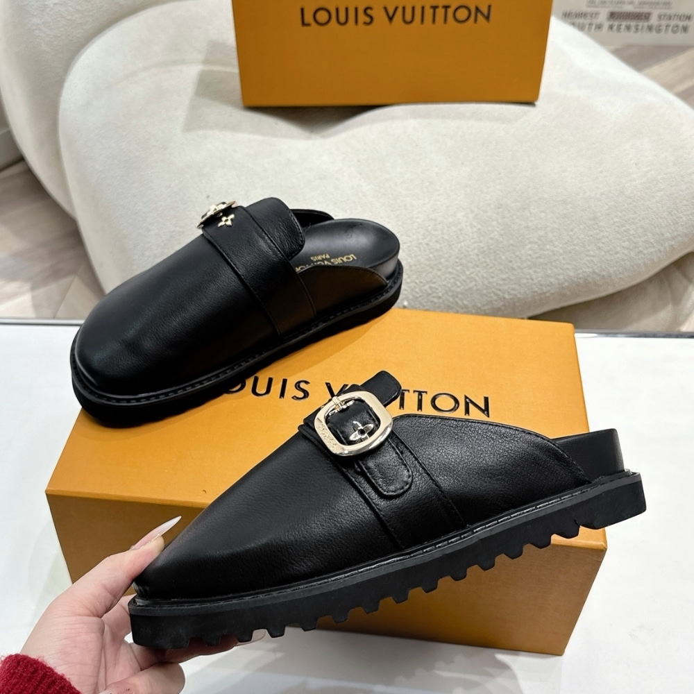 LOUIS VUITTON ルイ・ヴィトン コージー ライン フラットコンフォートクロッグ ブラック レディース 1AGVPT - 画像 (4)