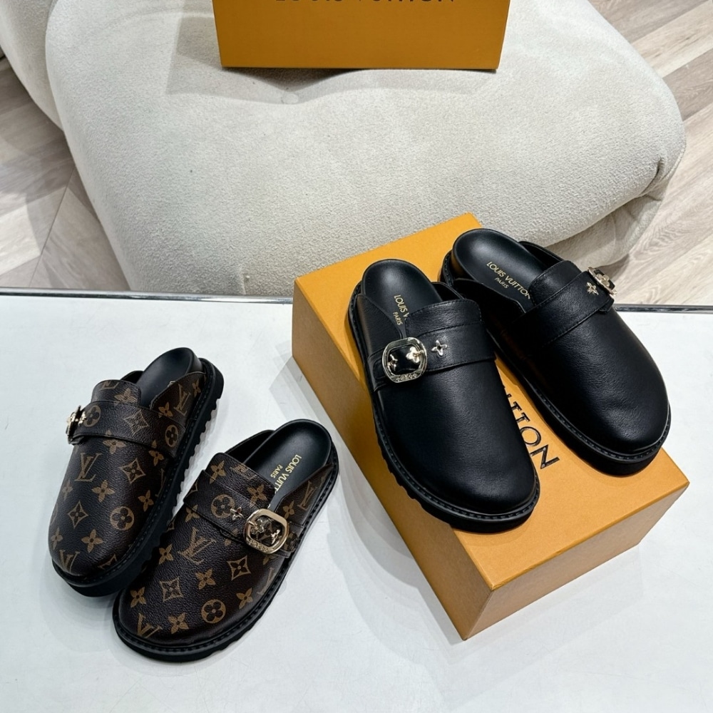 LOUIS VUITTON ルイ・ヴィトン コージー ライン フラットコンフォートクロッグ ブラック レディース 1AGVPT - 画像 (5)