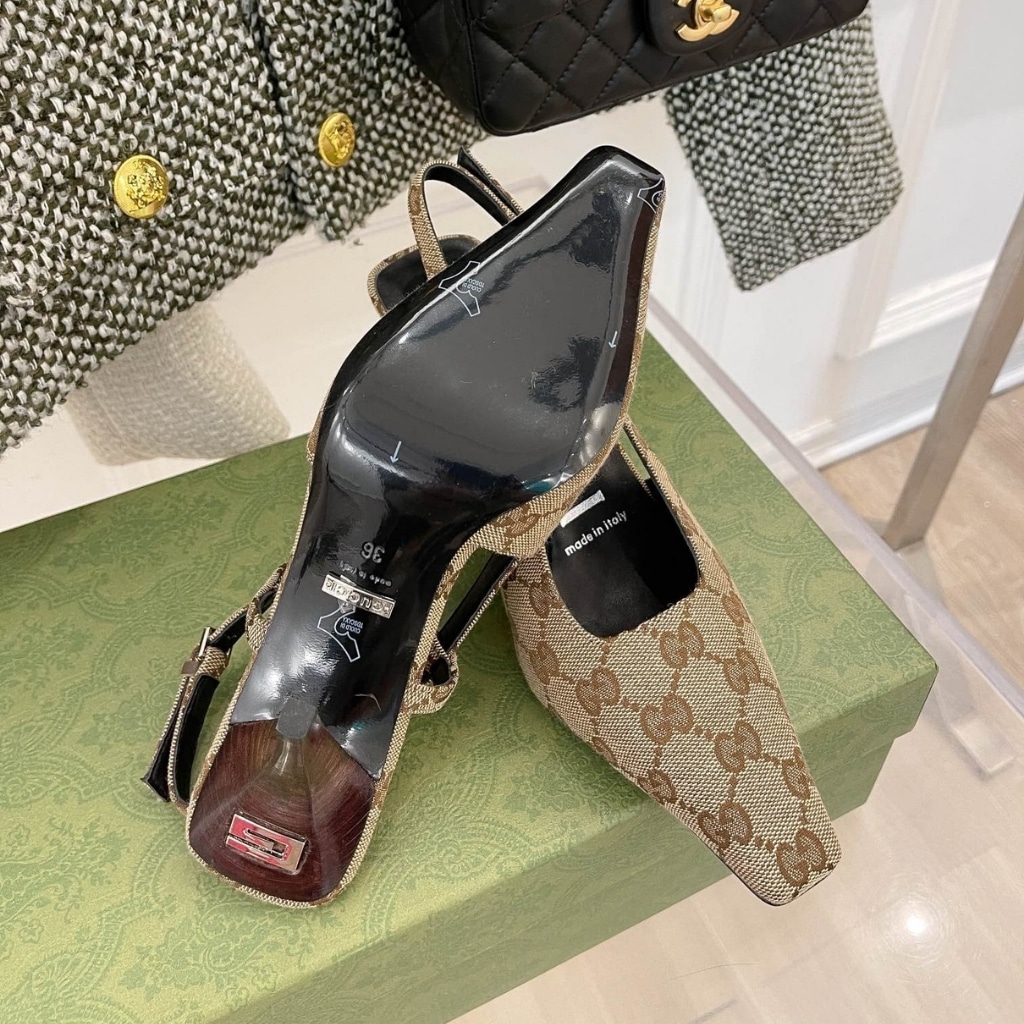 GUCCI グッチ レディース GG スリングバックパンプス ベージュ 675420 KY980 9763 - 画像 (5)