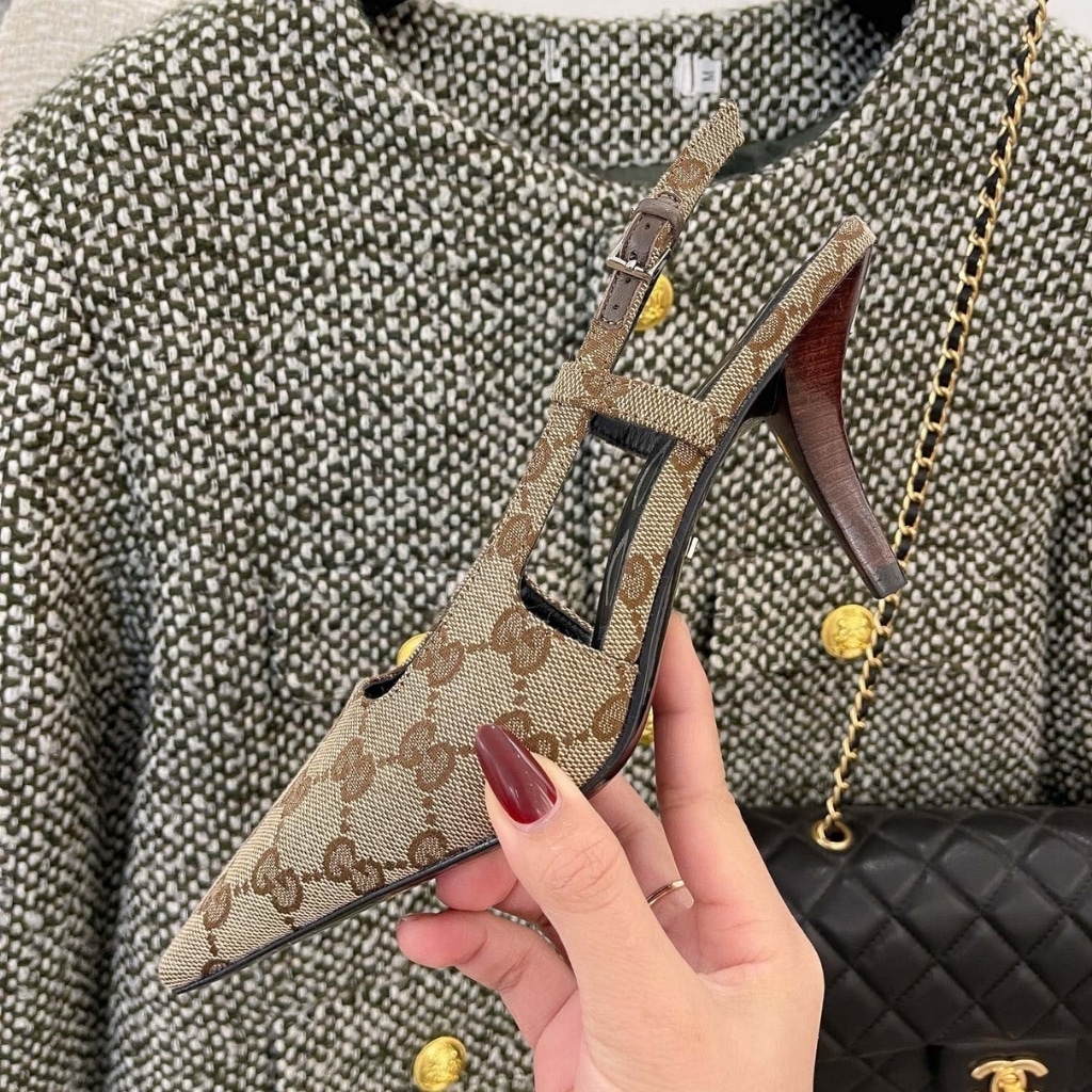 GUCCI グッチ レディース GG スリングバックパンプス ベージュ 675420 KY980 9763 - 画像 (4)
