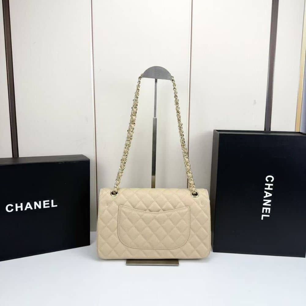 Chanel Classic Medium Double Flap Bag Beige 25cm A01113 Y04059 NZG77 - 画像 (4)