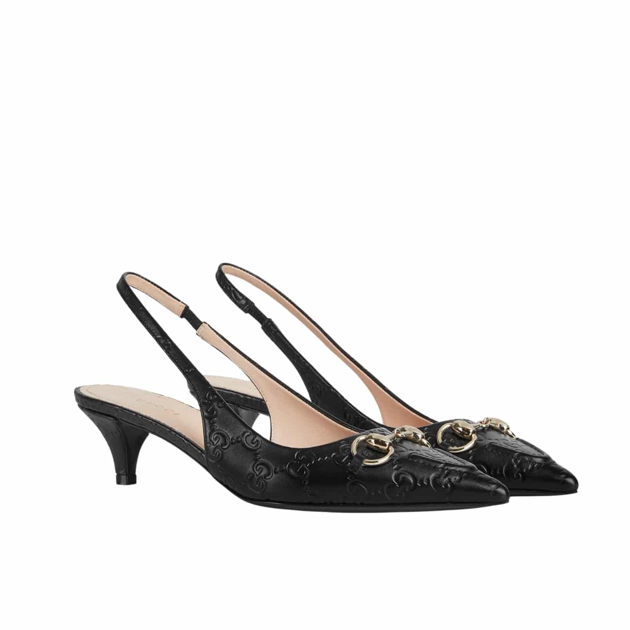 GUCCI グッチ ホースビット スリングバックパンプス ブラック 782407 AAEGJ 1000