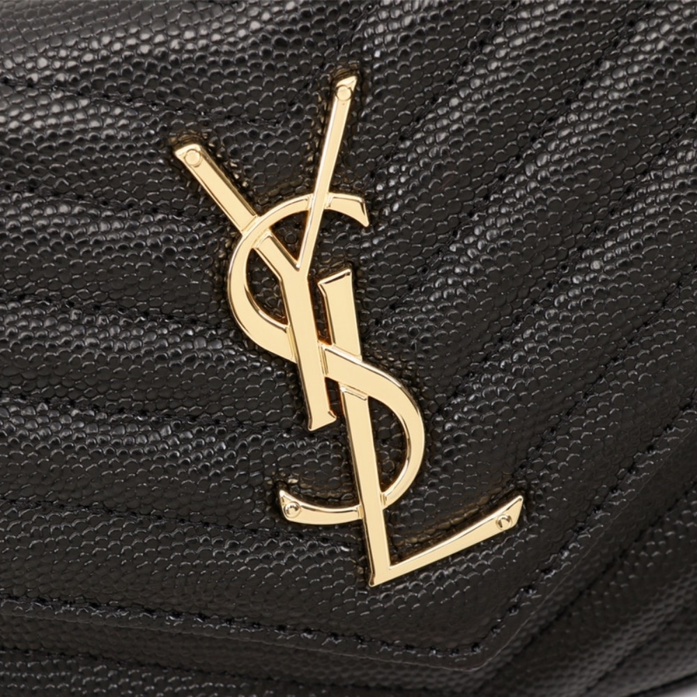 Saint Laurent Classic Cassandre Grain De Poudre Chain Wallet Black 22cm 377828BOW011000 - 画像 (5)