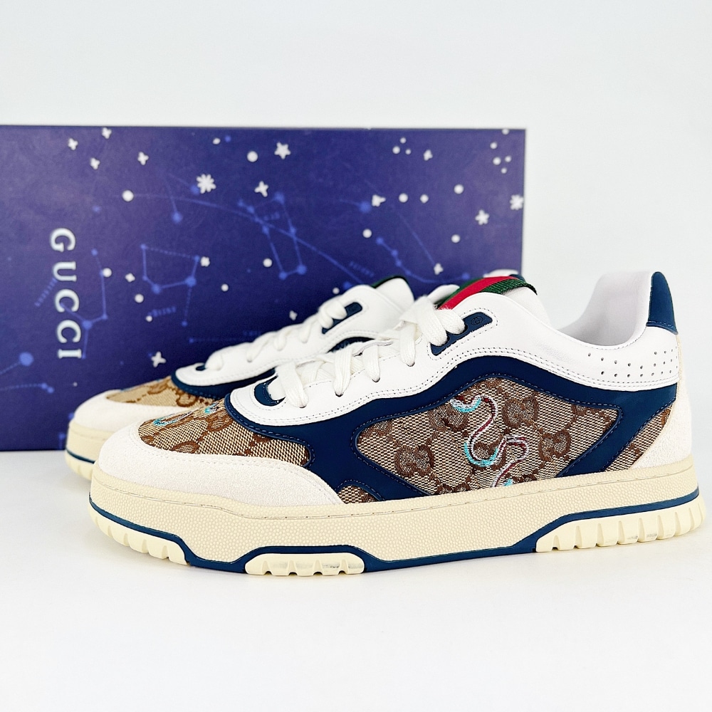 GUCCI グッチ メンズ リウェブ トレーナー オリジナルGGキャンバス ベージュ×ブルー 821730 AAEMC 9566 - 画像 (2)