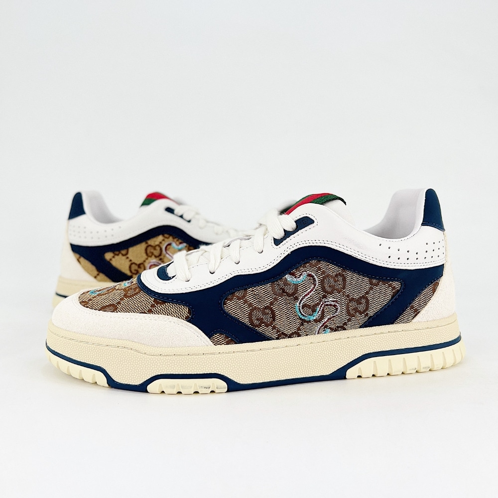 GUCCI グッチ メンズ リウェブ トレーナー オリジナルGGキャンバス ベージュ×ブルー 821730 AAEMC 9566 - 画像 (3)
