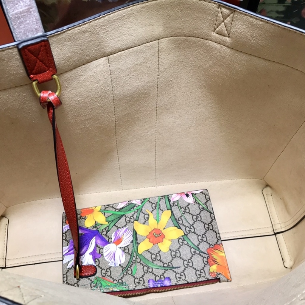 Gucci Ophidia GG Flora Medium Tote Bag Dark Red 44Cm 547947 HWHAC 8722 - 画像 (6)