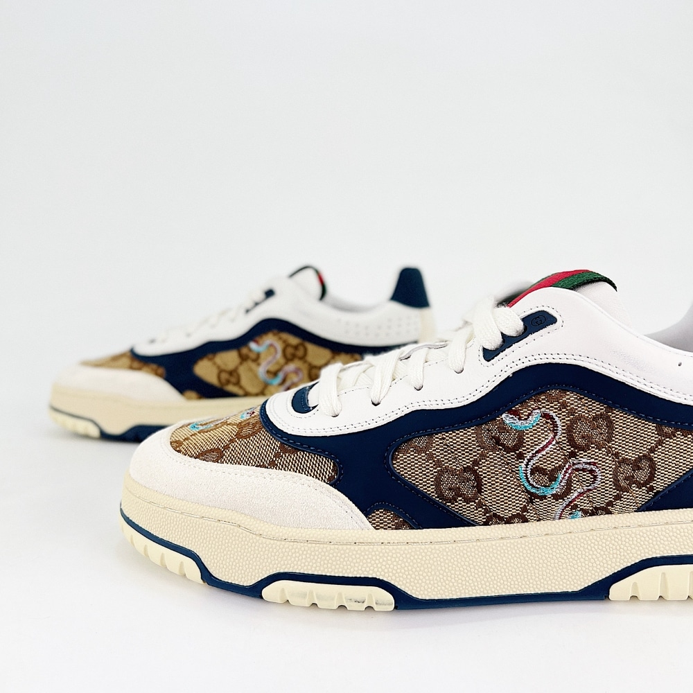 GUCCI グッチ メンズ リウェブ トレーナー オリジナルGGキャンバス ベージュ×ブルー 821730 AAEMC 9566 - 画像 (5)