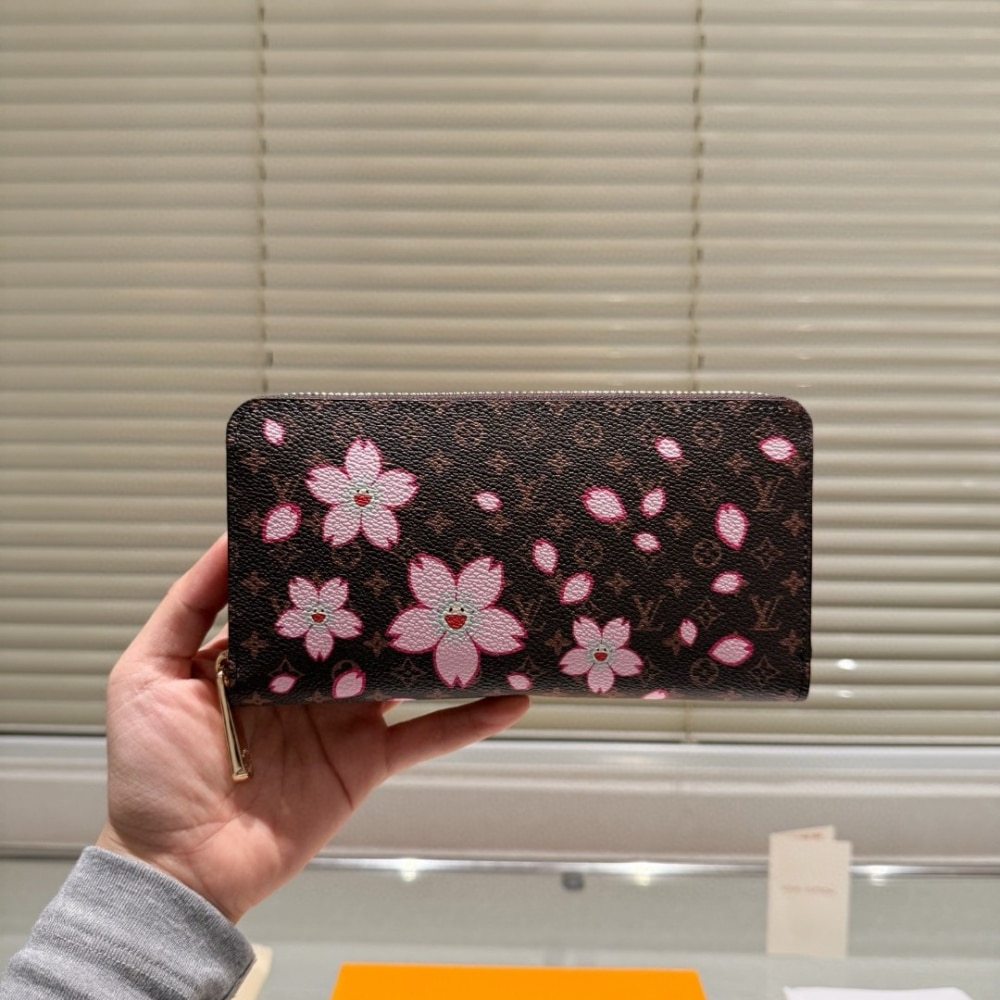 LOUIS VUITTON × 村上隆 ジッピー・ウォレット サクラ ブラウン 19cm 型番:M13433 - 画像 (2)