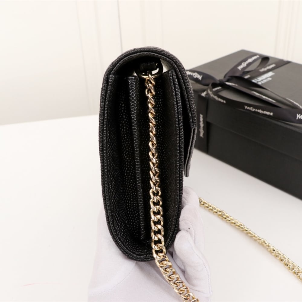 Saint Laurent Classic Cassandre Grain De Poudre Chain Wallet Black 22cm 377828BOW011000 - 画像 (7)