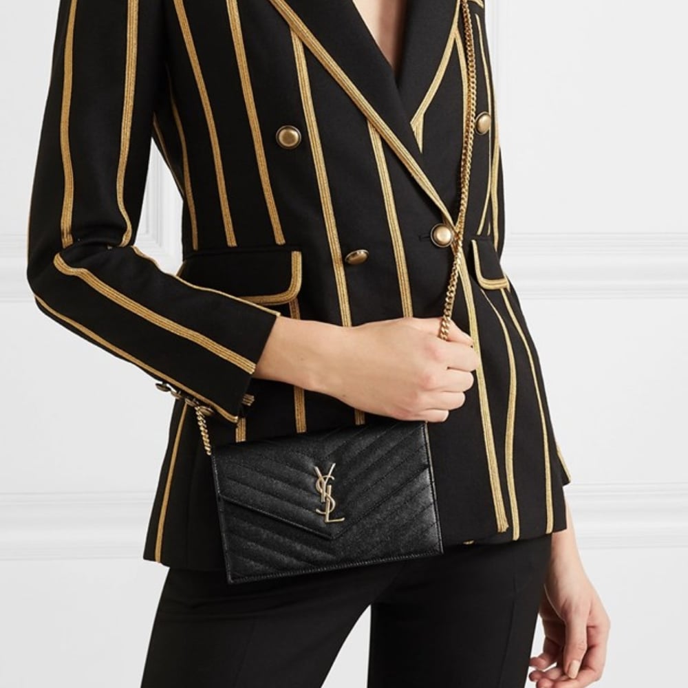 Saint Laurent Classic Cassandre Grain De Poudre Chain Wallet Black 22cm 377828BOW011000 - 画像 (8)