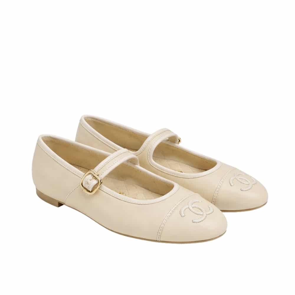 CHANEL シャネル メリージェーン バレエシューズ クリーム