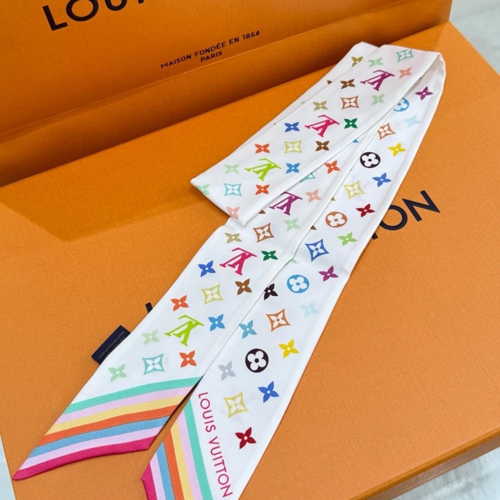 Louis Vuitton X Takashi Murakami Monogram Multicolor Bb Bandeau In White 120cm M94963 - 画像 (2)
