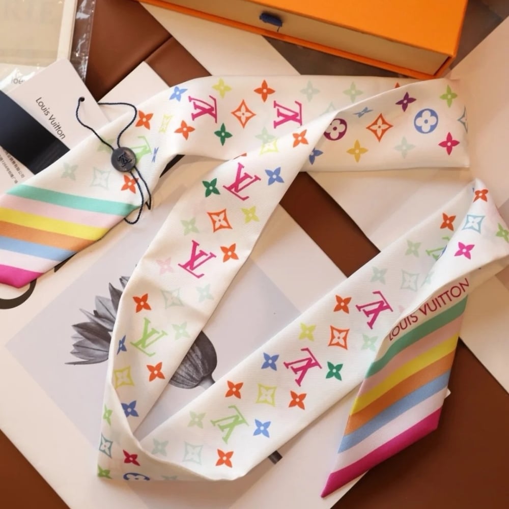 Louis Vuitton X Takashi Murakami Monogram Multicolor Bb Bandeau In White 120cm M94963 - 画像 (4)
