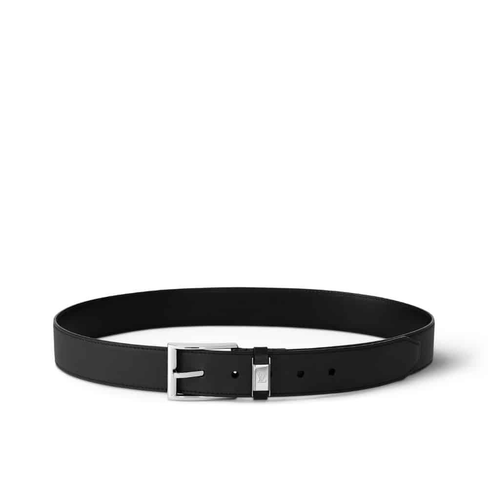Louis Vuitton LV City Pin Belt Silver Hardware Black 35Mm M0542S