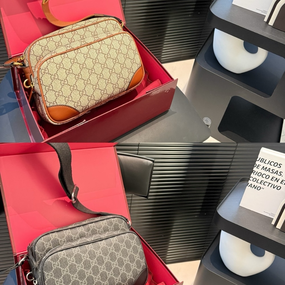 Gucci GG Emblem Medium Crossbody Bag Beige And Brown 23Cm 821160 FAED3 9786 - 画像 (3)