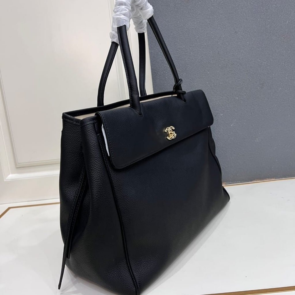 Chanel Large Tote Bag Grained And Gold Tone Metal Black 43cm AS6289 B24248 94305 - 画像 (3)