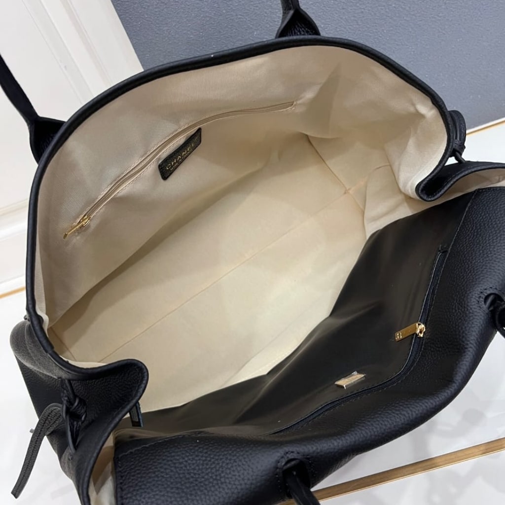 Chanel Large Tote Bag Grained And Gold Tone Metal Black 43cm AS6289 B24248 94305 - 画像 (5)