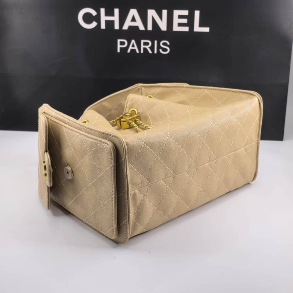 Chanel 25 Small Handbag Grained And Gold Tone Metal Beige 26cm - 画像 (5)
