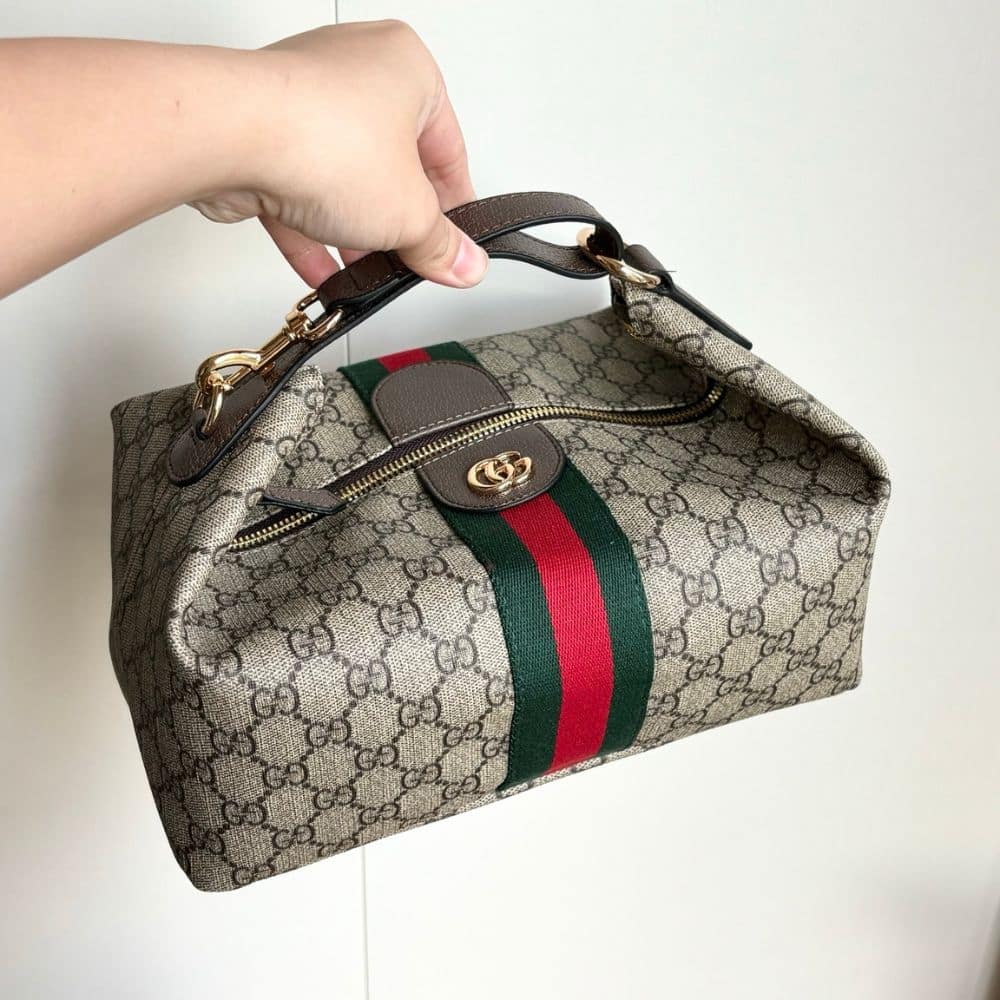 Gucci Vanity Medium Top Handle Bag Beige And Ebony 27Cm - 画像 (5)