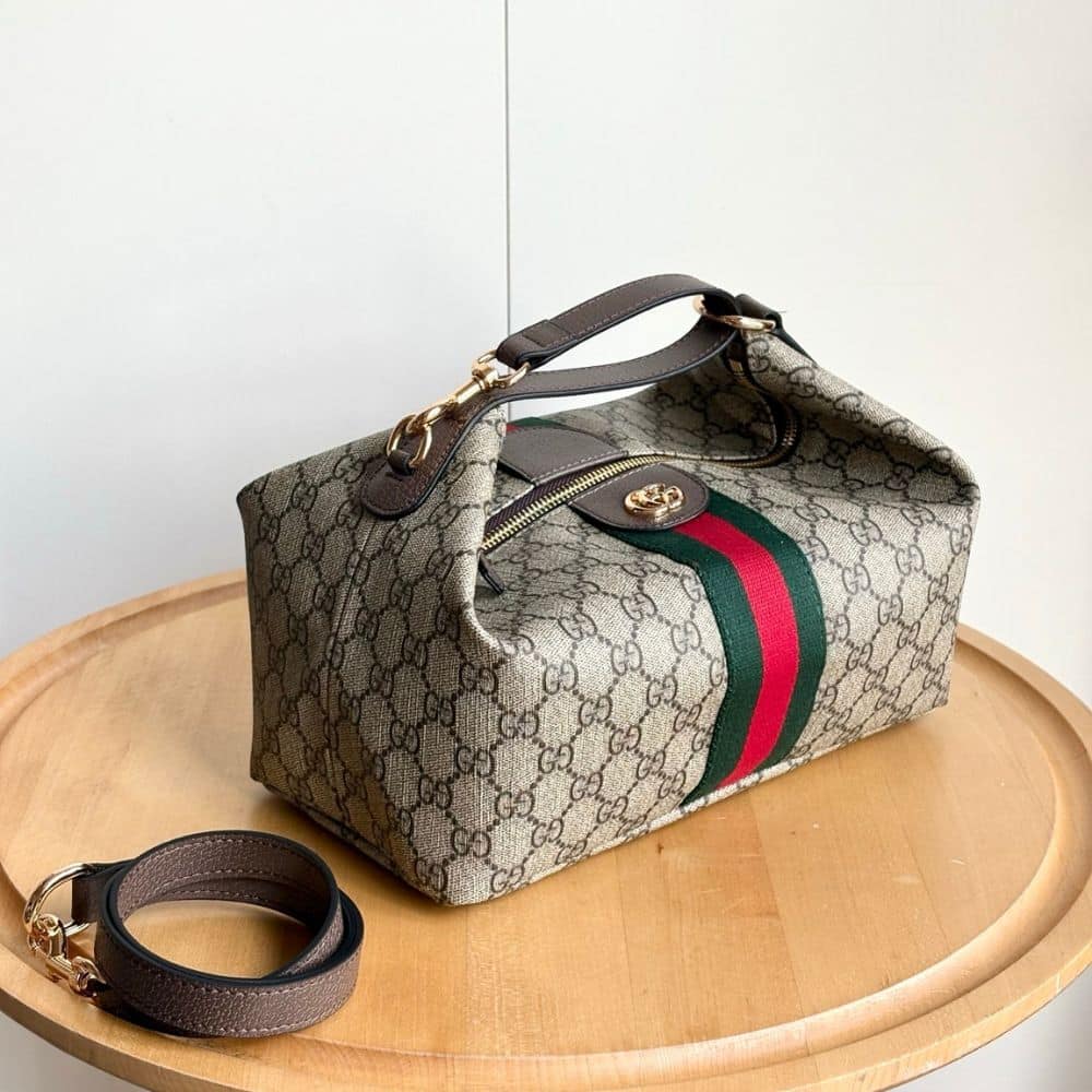 Gucci Vanity Medium Top Handle Bag Beige And Ebony 27Cm - 画像 (4)