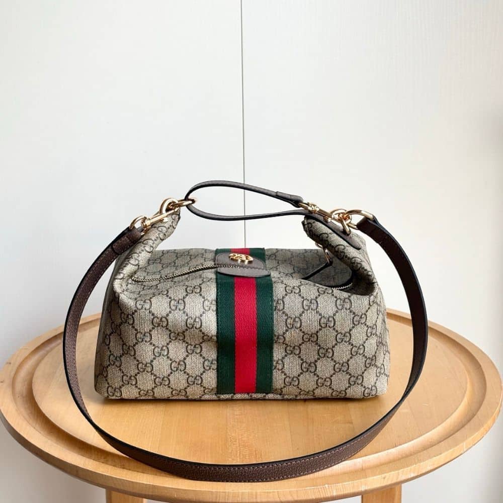 Gucci Vanity Medium Top Handle Bag Beige And Ebony 27Cm - 画像 (2)