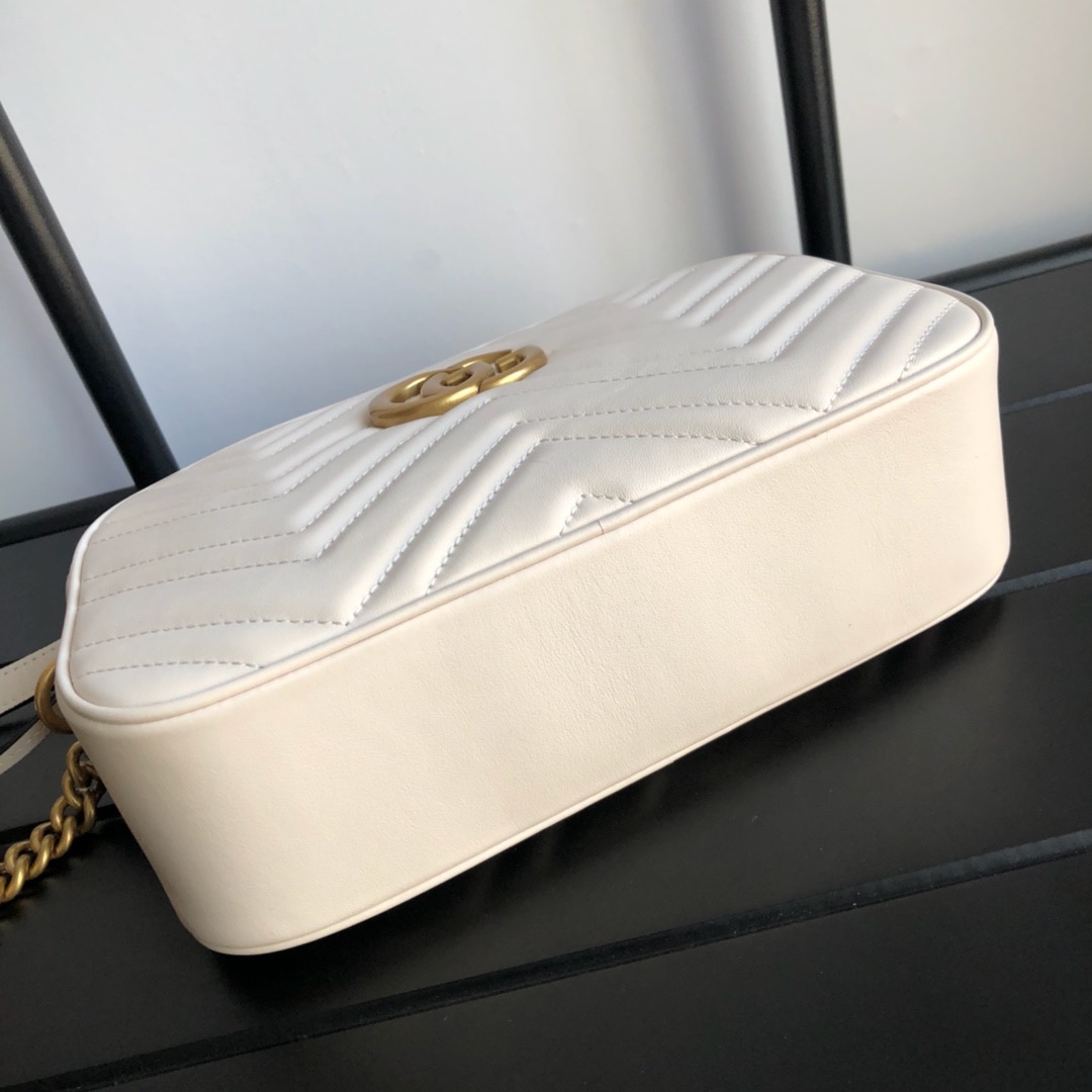 Gucci GG Marmont Small Matelassé Camera Bag White 24cm 447632 DTD1T 9022 - 画像 (2)