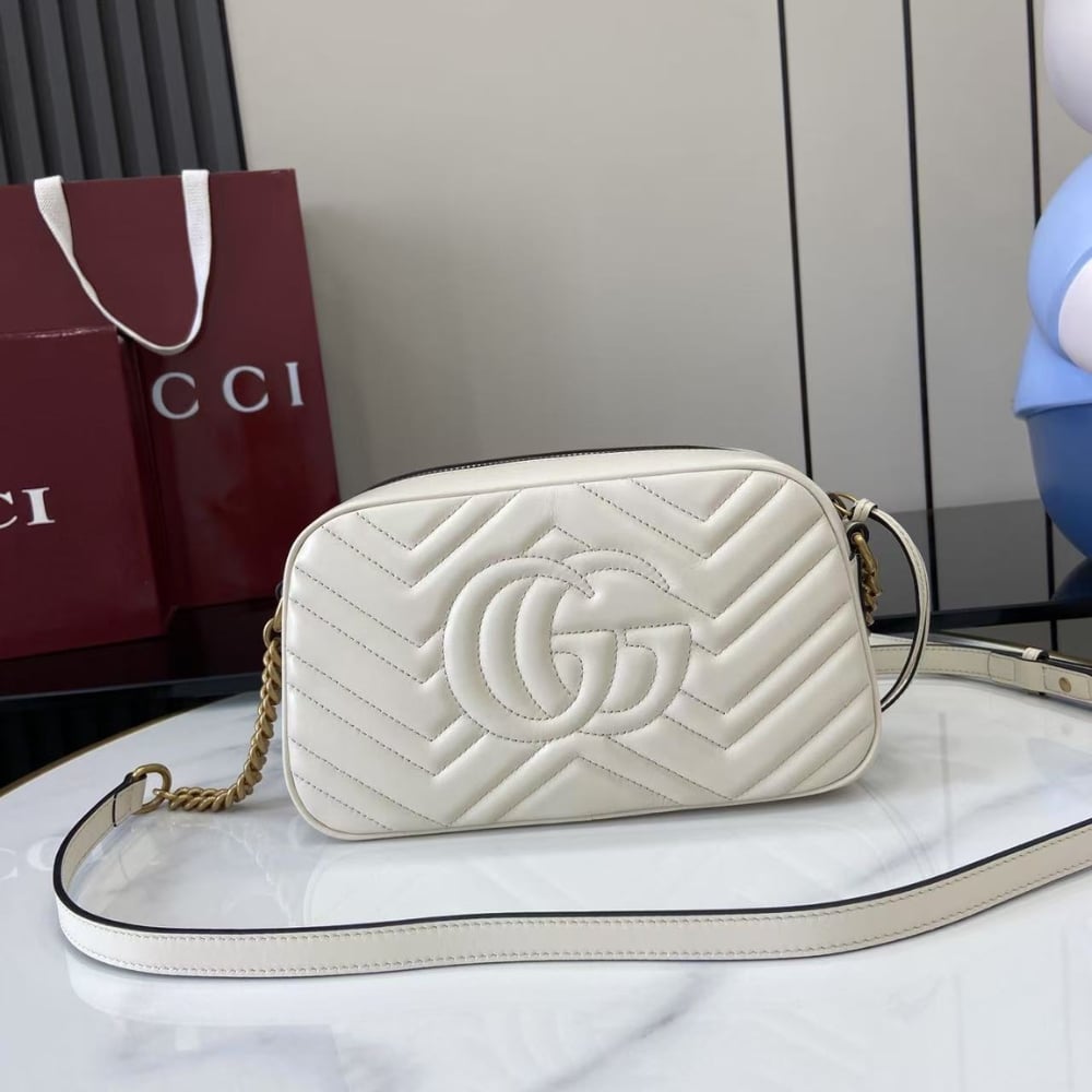 Gucci Gg Marmont Small Shoulder Bag white 24cm 447632 Dtd1t 9022 - 画像 (5)