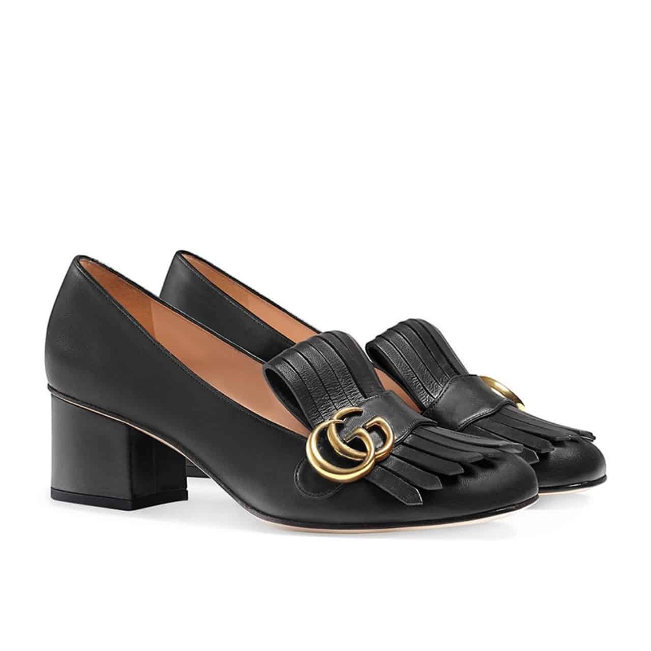 GUCCI グッチ ミッドヒール パンプス レザー ブラック 408208 C9D00 1000