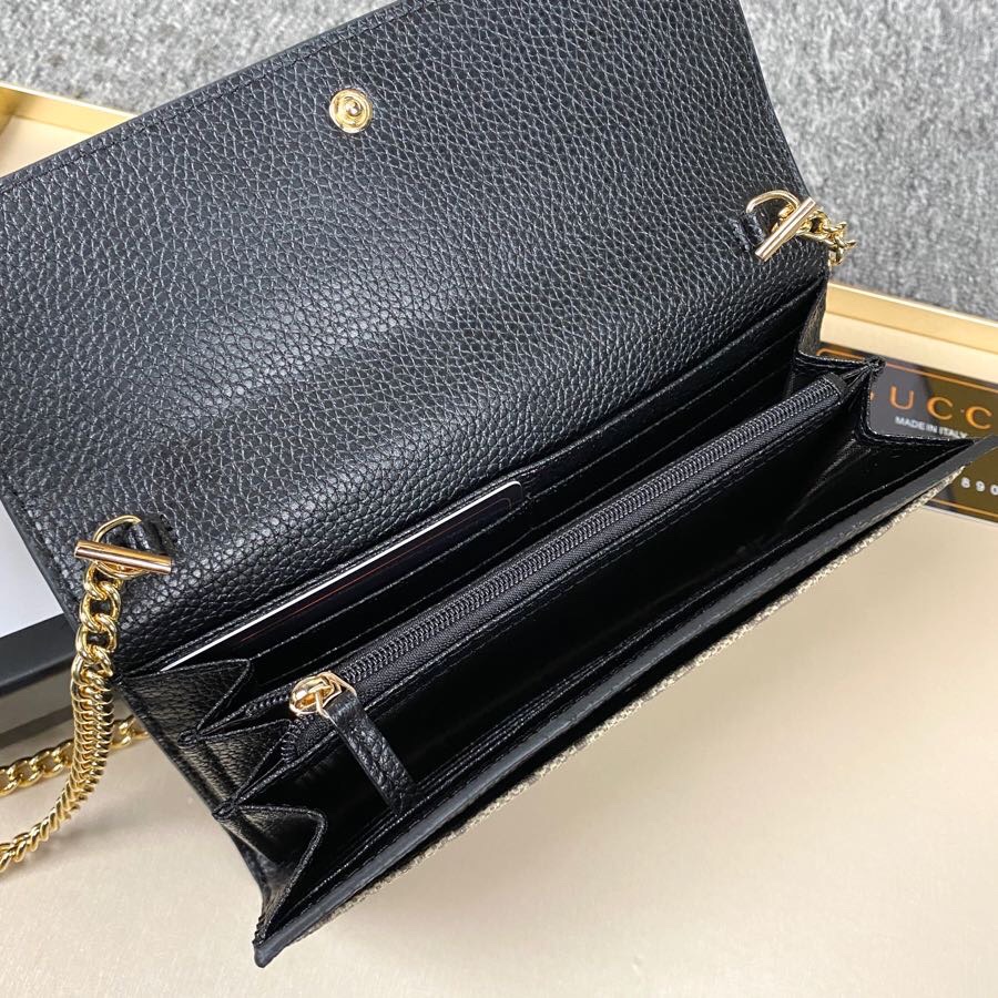 Gucci Gg Marmont Bicolor Wallet On Chain Beige Ebony 19Cm 546585 17Wag 1283 - 画像 (6)