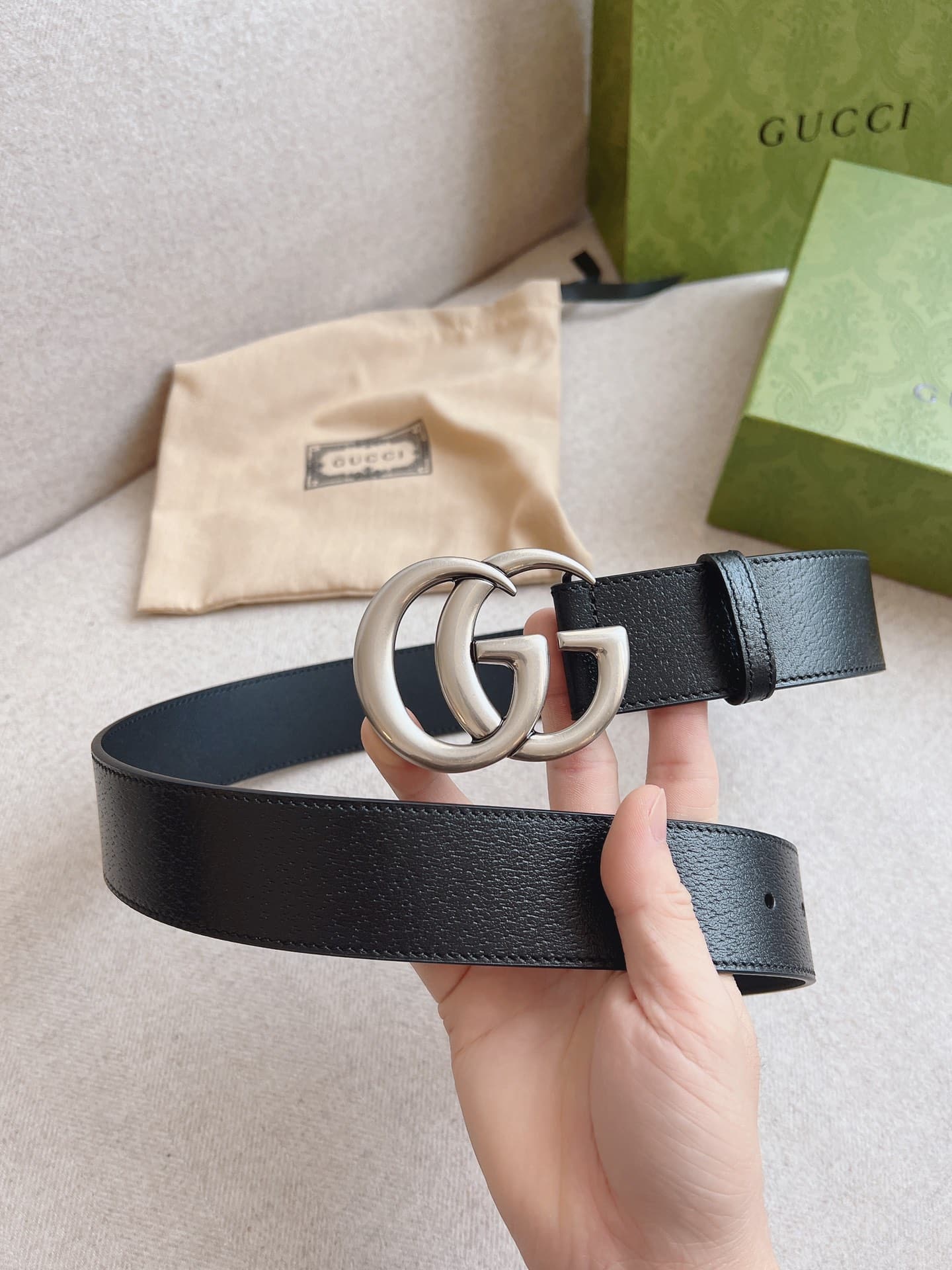 Gucci Mamon Gg Silver Logo Belt 4Cm - 画像 (6)