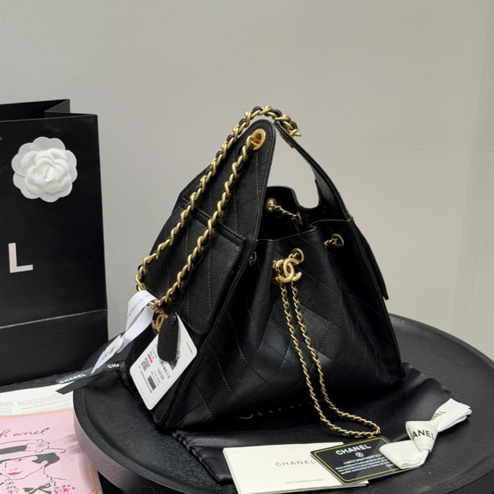Chanel 25 Small Handbag Grained And Gold Tone Metal Black 26cm AS5293 B20304 94305 - 画像 (2)