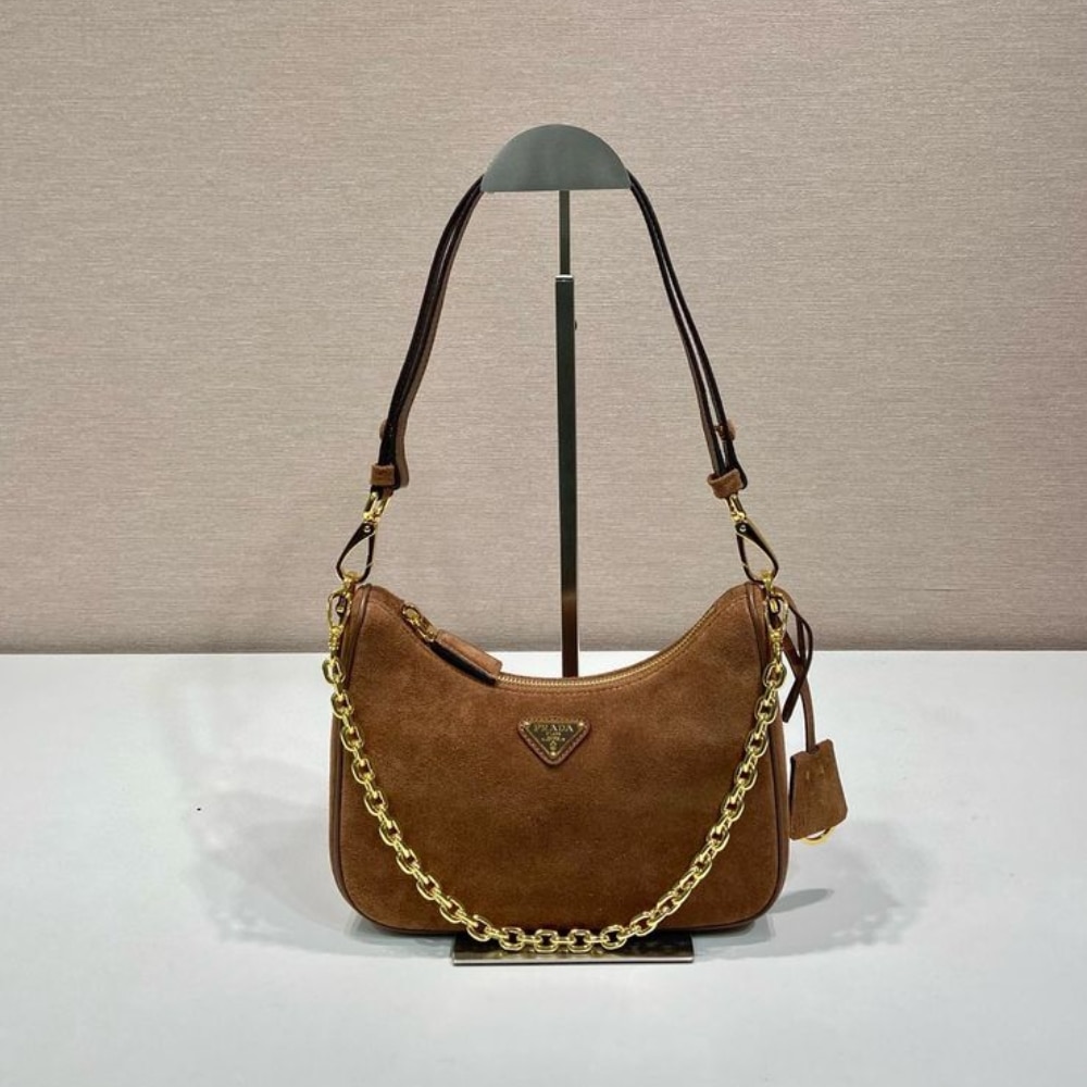 Prada Re Edition Mini Suede Bag Dark Brown 28Cm 1Bc204 2C4S F0324 V Qoo - 画像 (2)