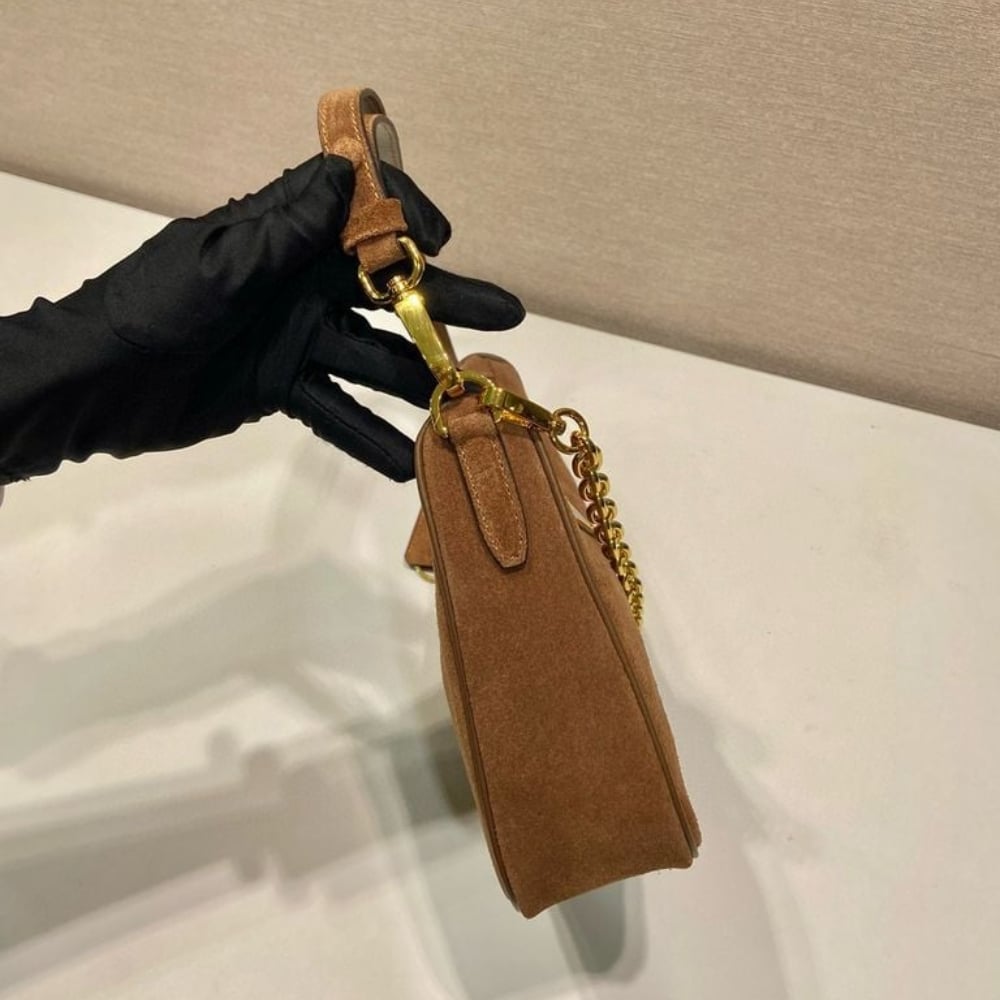 Prada Re Edition Mini Suede Bag Dark Brown 28Cm 1Bc204 2C4S F0324 V Qoo - 画像 (5)