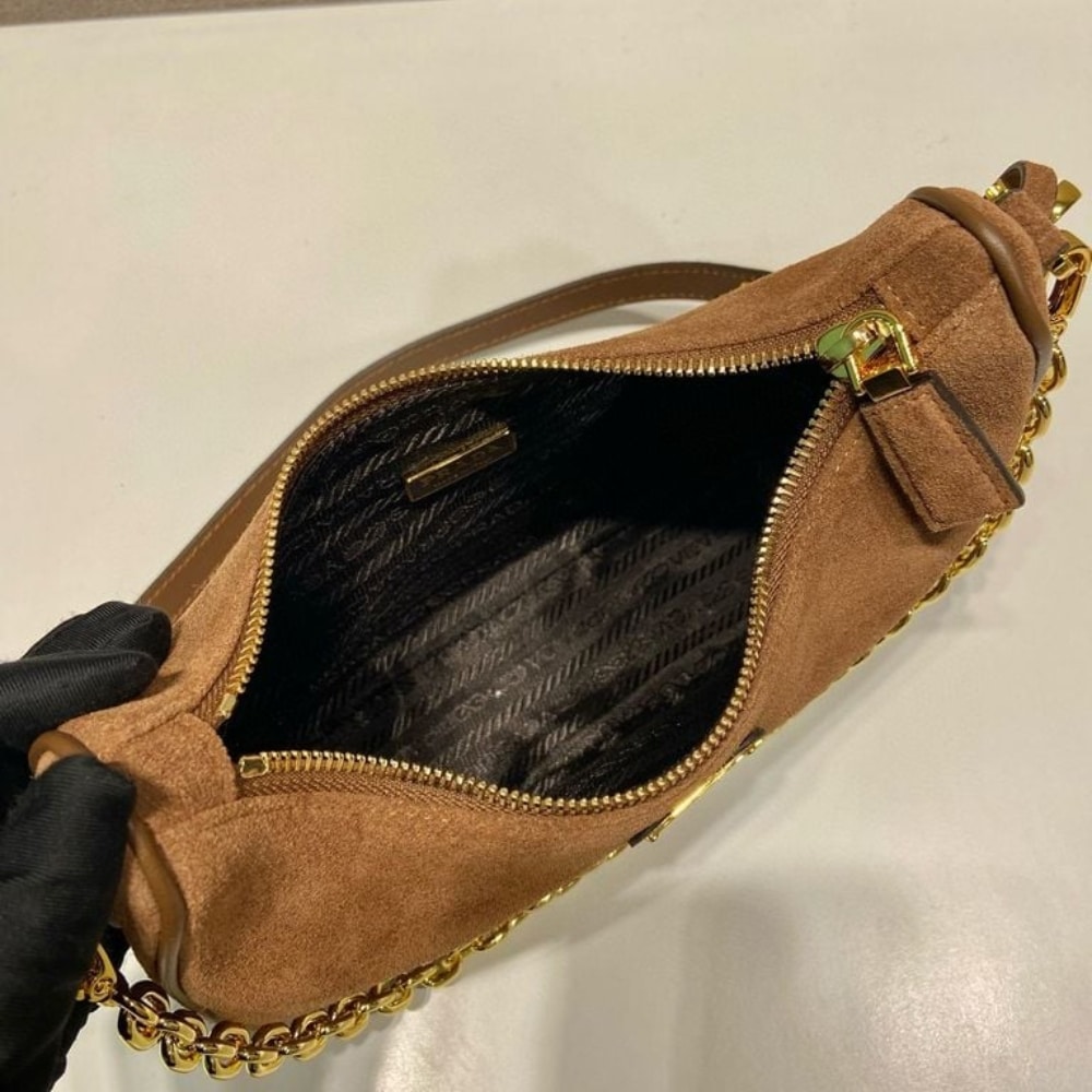 Prada Re Edition Mini Suede Bag Dark Brown 28Cm 1Bc204 2C4S F0324 V Qoo - 画像 (6)