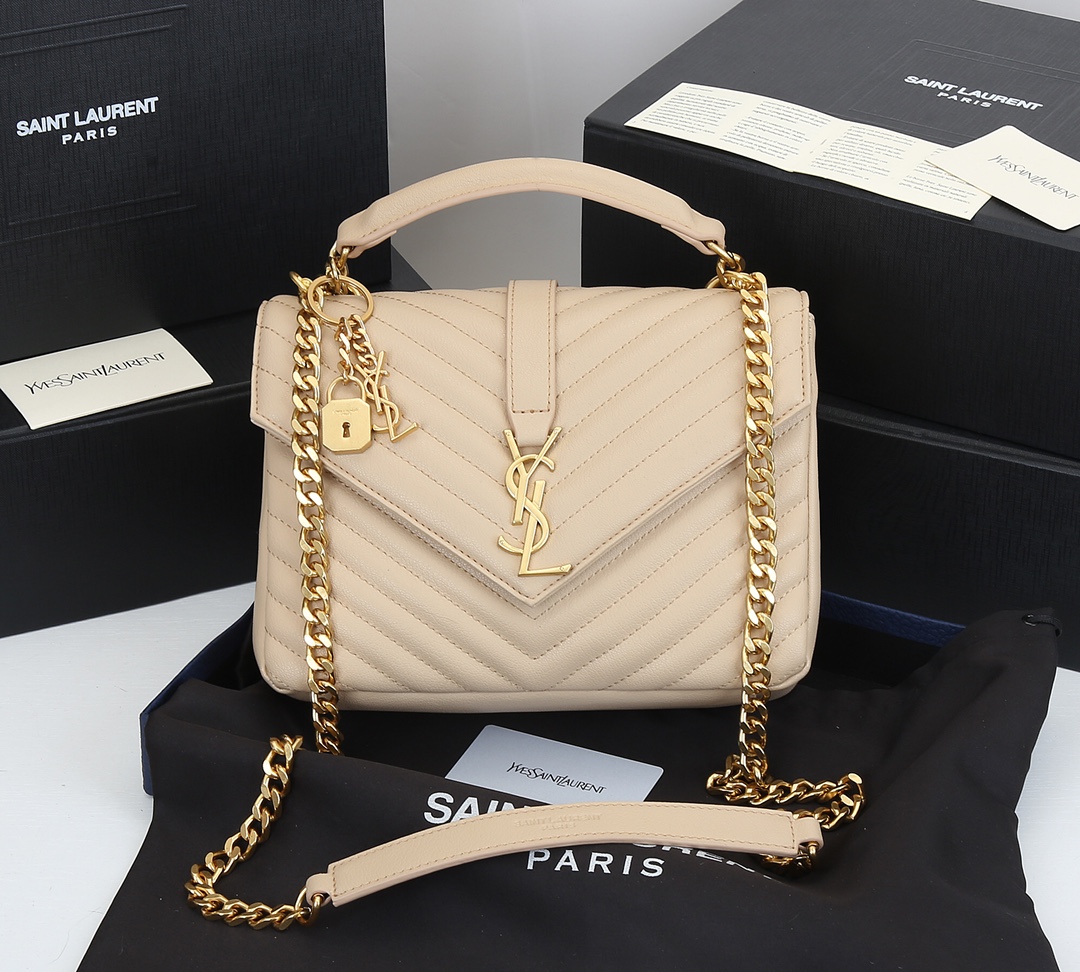 Saint Laurent Collège Medium Chain Bag In Quilted Leather Beige 24Cm 600279Brm072721 - 画像 (2)