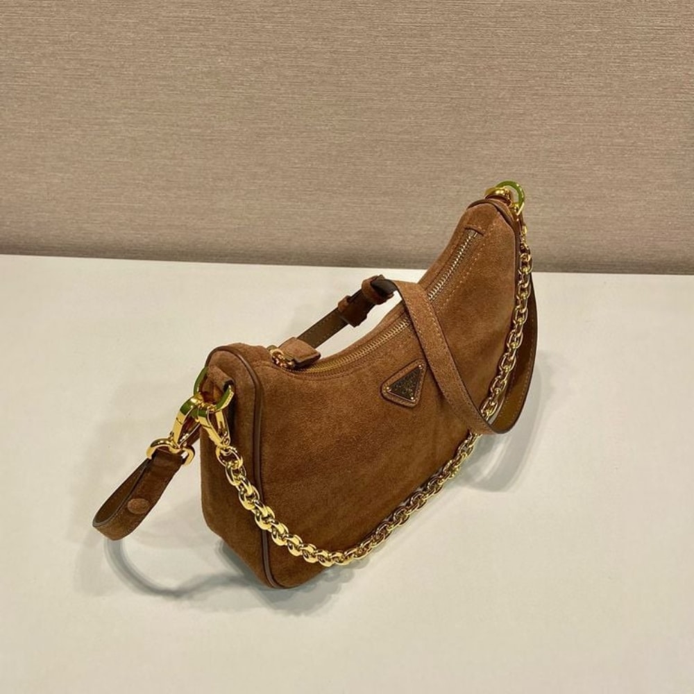 Prada Re Edition Mini Suede Bag Dark Brown 28Cm 1Bc204 2C4S F0324 V Qoo - 画像 (4)